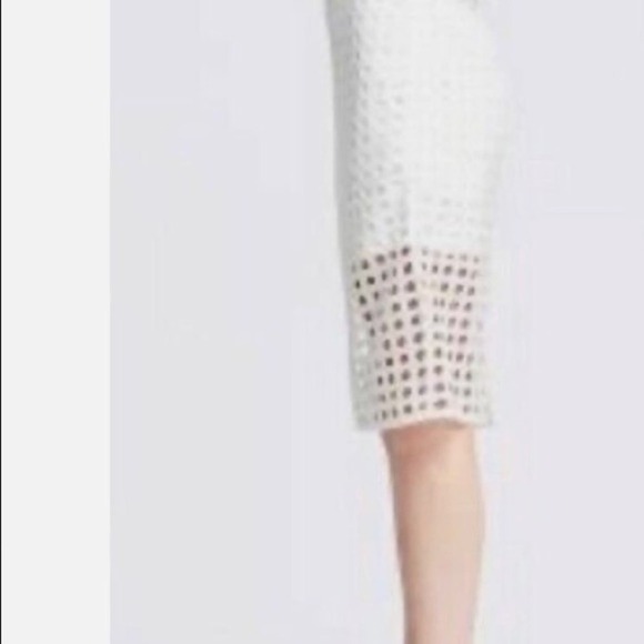 Banana Republic White Dot Pencil overlay midi skirt size 8 - Picture 2 of 8